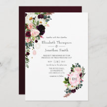 Burgundy en Blush Pink Diamond Monogram Weddenscha
