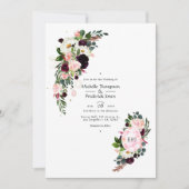 Burgundy en Blush Pink Diamond Monogram Weddenscha Kaart (Voorkant)