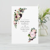 Burgundy en Blush Pink Diamond Monogram Weddenscha Kaart (Staand voorkant)