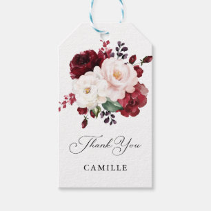 Burgundy en Blush Pink Floral Favor Cadeaulabel