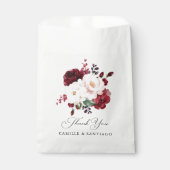 Burgundy en Blush Pink Floral Wedding Bedankzakje (Voorkant)