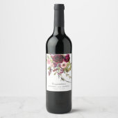 Burgundy en Blush Pink Floral Wedding Wijn Etiket (Voorkant)
