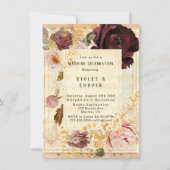 Burgundy en Blush Pink Musical Floral Wedding Kaart (Voorkant)