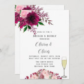 Burgundy en Blush Pink Peony Brunch en Bubble Kaart (Voorkant / Achterkant)