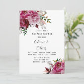 Burgundy en Blush Pink Peony Couples Shower Kaart (Staand voorkant)