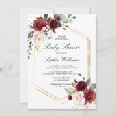 Burgundy en Blush Pink Rose Baby shower Kaart (Voorkant)