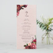 Burgundy en Blush Plat Programma Programmakaart (Staand voorkant)