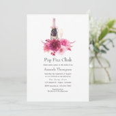 Burgundy en Blush Pop Fizz Clink Vrijgezellenfeest Kaart (Staand voorkant)