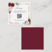 burgundy en blush qr code bruiloft informatiekaartje (Voorkant / Achterkant)