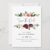 burgundy en blush redden de date uitnodiging (Voorkant)