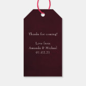Burgundy en Blush Roze Diamant Bloem Monogram Cadeaulabel (Achterkant)
