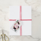 Burgundy en Blush Roze Diamant Bloem Motief Cadeaulabel (Met Touw)