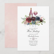 Burgundy en Blush Roze Wijnproeverij Uitnodiging