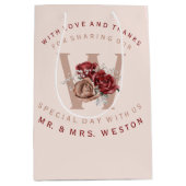 Burgundy en Blush Rozen Dank je Medium Cadeauzakje (Voorkant)