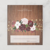 Burgundy en Blush Rustic Floral Wedding Plaatskaartje (Buitenkant ongevouwen)