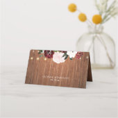 Burgundy en Blush Rustic Floral Wedding Plaatskaartje (Achterkant)