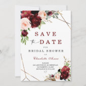 Burgundy en Blush Save the Date for Vrijgezellenfe Kaart (Voorkant)