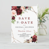 Burgundy en Blush Save the Date for Vrijgezellenfe Kaart (Staand voorkant)