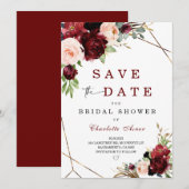 Burgundy en Blush Save the Date for Vrijgezellenfe Kaart (Voorkant / Achterkant)