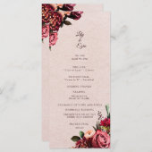 Burgundy en Blush Vlak Programma Programmakaart (Voorkant / Achterkant)