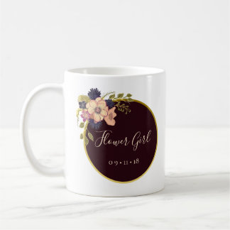 Burgundy en Blush, Waterverf, Bloemenmeisje Koffiemok