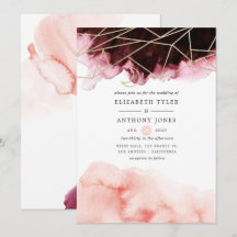 Burgundy en Blush Waterverf Geometrische Trouwdag