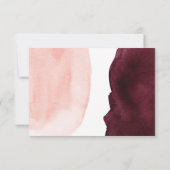 Burgundy en Blush Waterverf Wedding RSVP Kaartje (Achterkant)