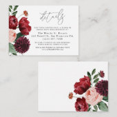 Burgundy en Blush Wedding Details Enclosure Card Informatiekaartje (Voorkant / Achterkant)