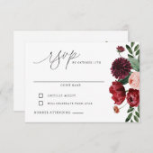 Burgundy en Blush Wedding RSVP Kaartje (Voorkant / Achterkant)