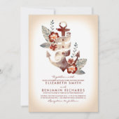 Burgundy en Champagne Nautical Beach Wedding Kaart (Voorkant)