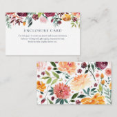 Burgundy en Coral Floral Enclosure Card Informatiekaartje (Voorkant / Achterkant)