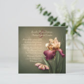 Burgundy en Cream Iris Wedding Invitation Kaart (Staand voorkant)