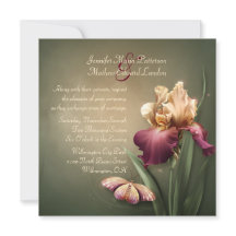 Burgundy en Cream Iris Wedding Invitation