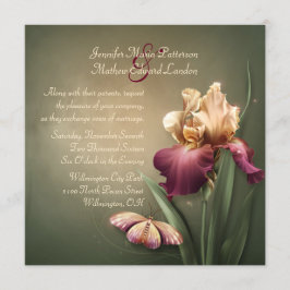 Burgundy en Cream Iris Wedding Invitation Kaart