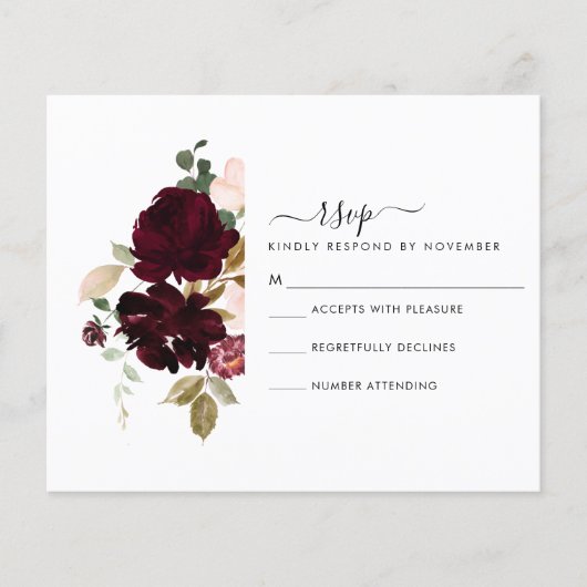Burgundy- en Cream RSVP-kaart (Voorkant)