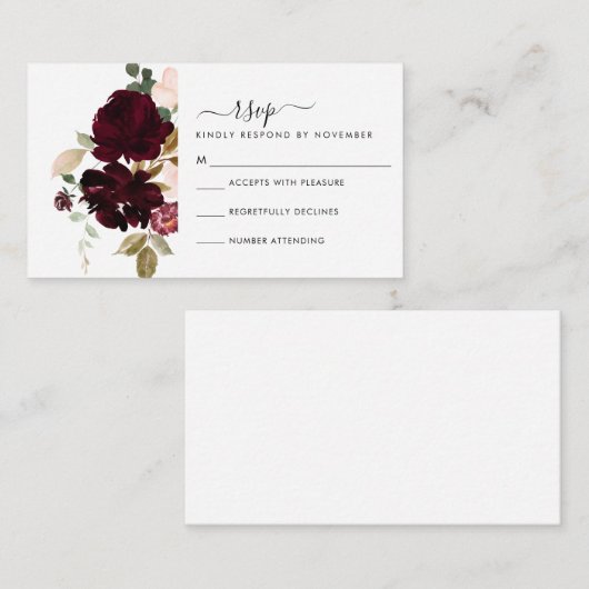 Burgundy- en Cream RSVP-kaart Informatiekaartje (Voorkant / Achterkant)
