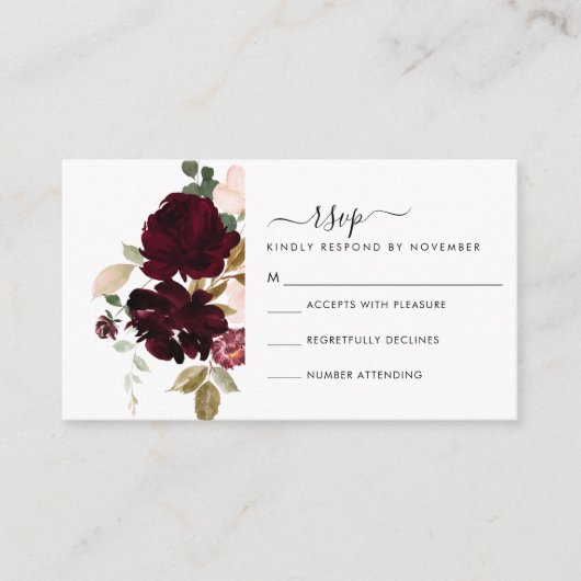 Burgundy- en Cream RSVP-kaart Informatiekaartje (Voorkant)
