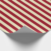 Burgundy en Cream Stripes Cadeaupapier (Hoek)