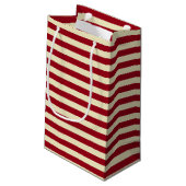 Burgundy en Cream Stripes Klein Cadeauzakje (Achterkant Gekanteld)
