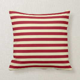 Burgundy en Cream Stripes Kussen