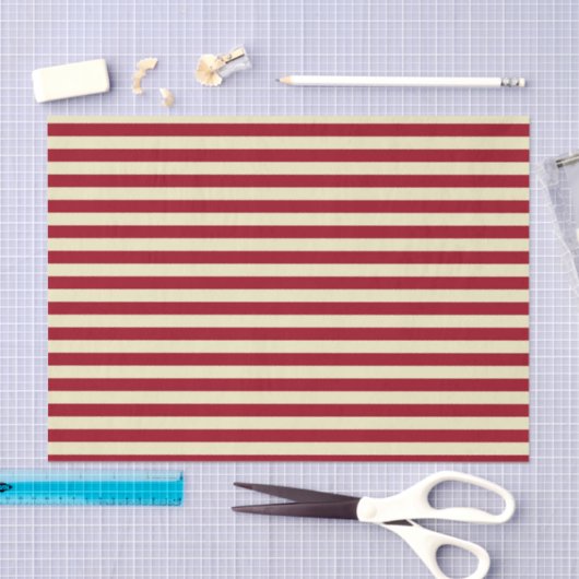 Burgundy en Cream Stripes Tissuepapier (Craft)