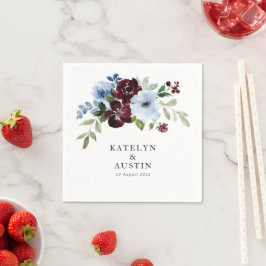 burgundy en dusty blue bruiloft servet