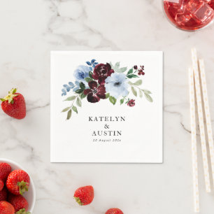 burgundy en dusty blue bruiloft servet