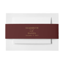 Burgundy en Elegant Script Invitation Belly Band Uitnodigingen Wikkel