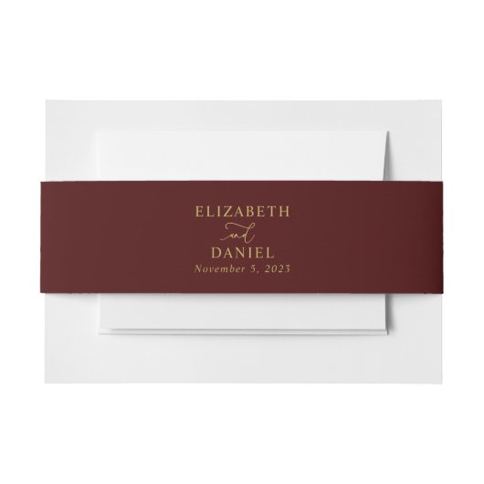 Burgundy en Elegant Script Invitation Belly Band Uitnodigingen Wikkel (Voorkant Voorbeeld)
