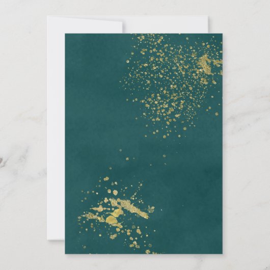 Burgundy en Emerald Wedding Invitation Kaart (Achterkant)