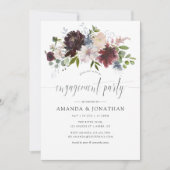 Burgundy en Floral Engagement Party Kaart (Voorkant)