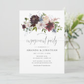 Burgundy en Floral Engagement Party Kaart (Staand voorkant)