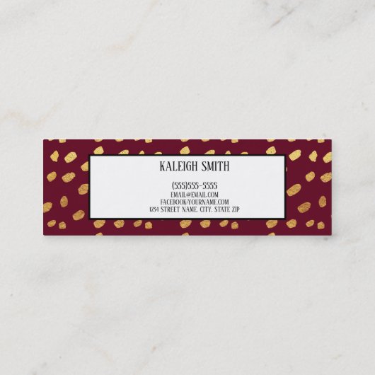 Burgundy en Gold Afstuderen Invoegen naam Kaart Contactkaartje (Achterkant)