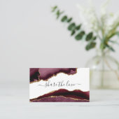 Burgundy en Gold Agate Aanbevelingskaartje (Staand voorkant)